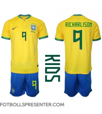 Brasilien Richarlison #9 Hemmatröja Barn VM 2022 Kortärmad (+ korta byxor)